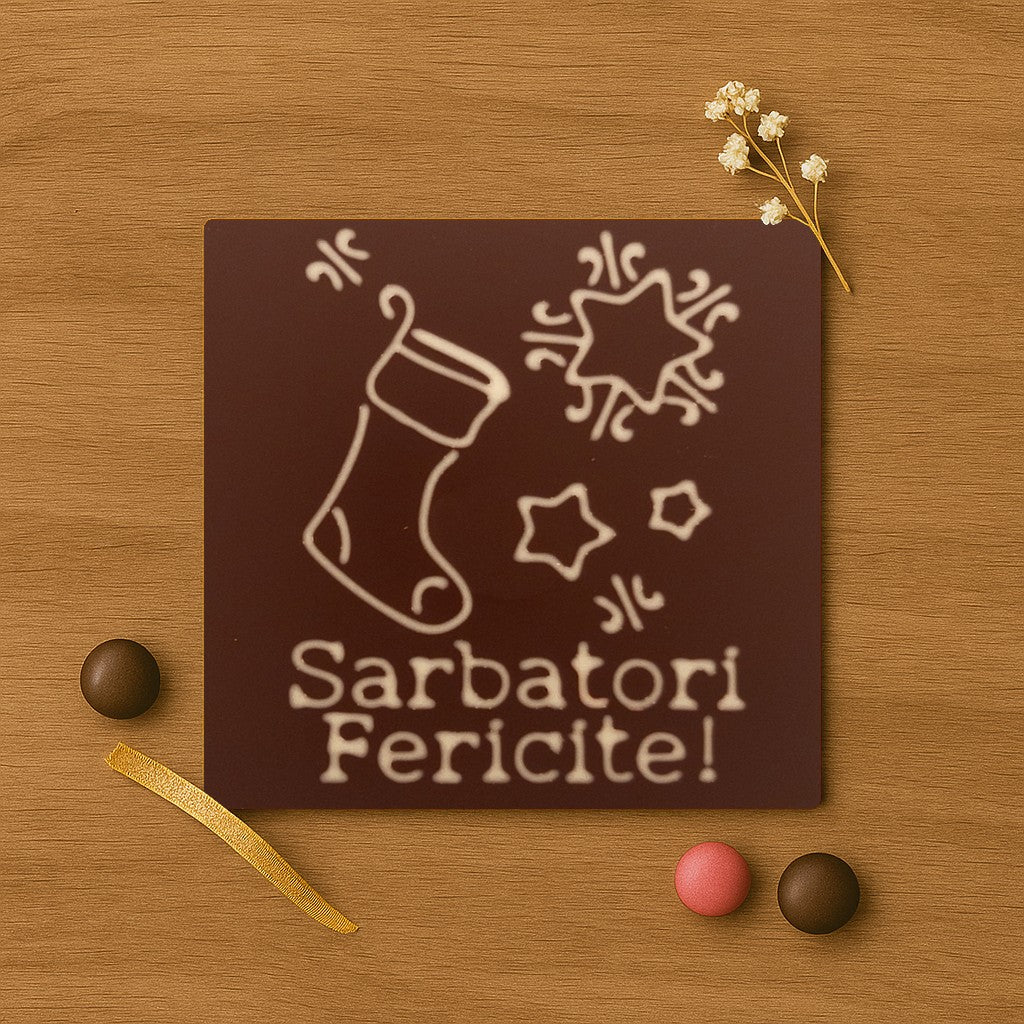 Festive Sock. Happy Holidays! in chocolate