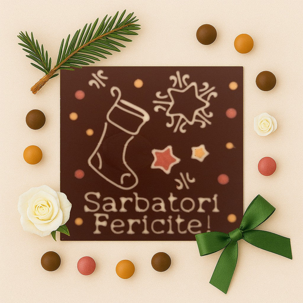 Festive Sock. Happy Holidays! in chocolate