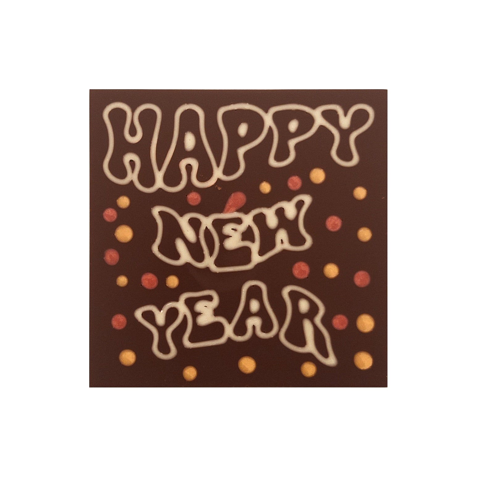 Happy New Year scris in ciocolata