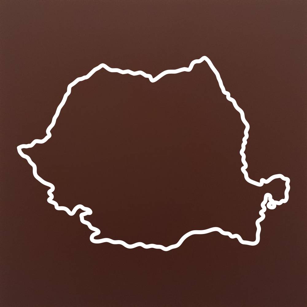 Tableta din ciocolata – Harta Romaniei – contur – model alb pe ciocolata