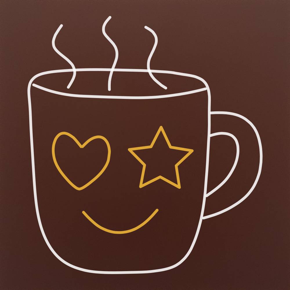 Tableta din ciocolata - Cana de cafea zambitoare - model linework