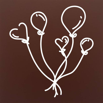 Tableta din ciocolata – Buchet de baloane – model alb pe ciocolata