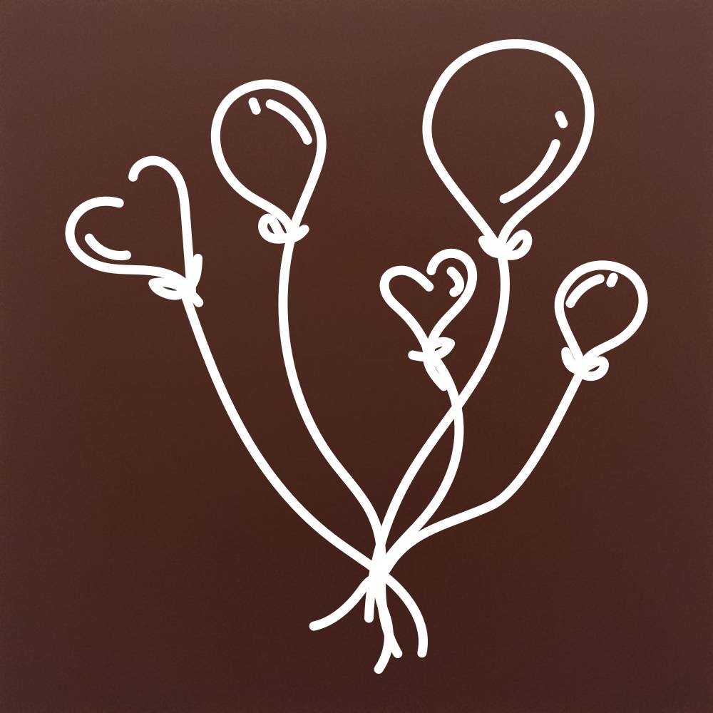 Tableta din ciocolata – Buchet de baloane – model alb pe ciocolata