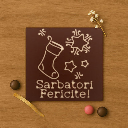 Festive Sock. Happy Holidays! in chocolate
