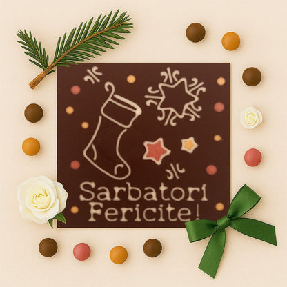Festive Sock. Happy Holidays! in chocolate