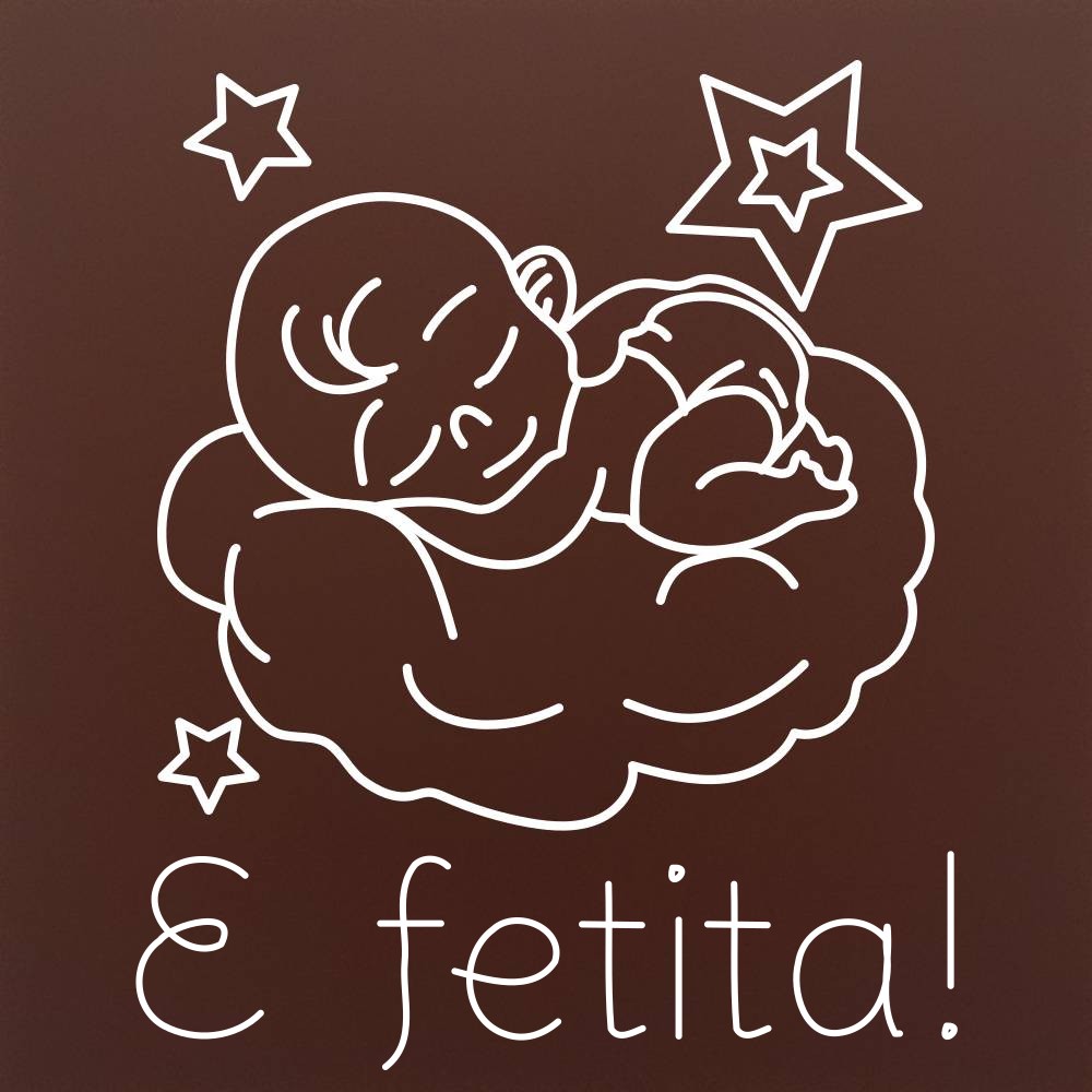 Tableta din ciocolata – Bebelus pe nor – Fetita – model alb pe ciocolata