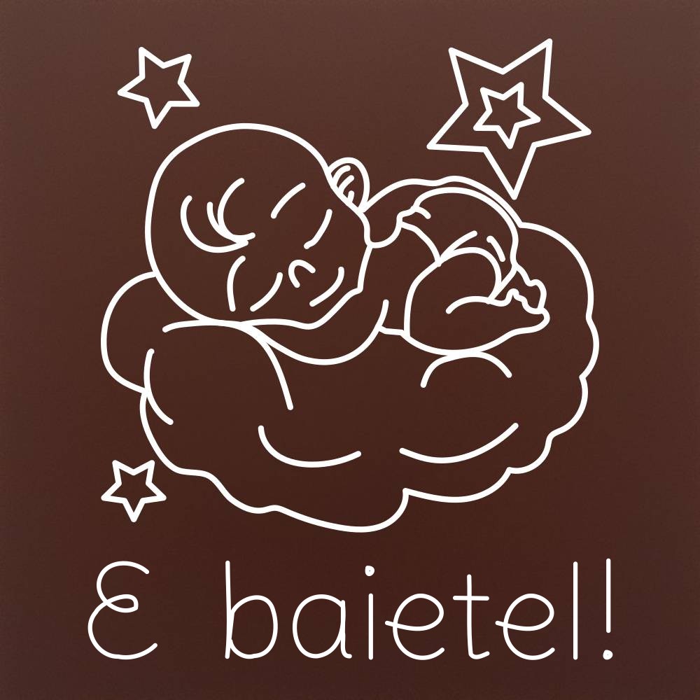 Tableta din ciocolata – Bebelus pe nor – Baietel – model alb pe ciocolata