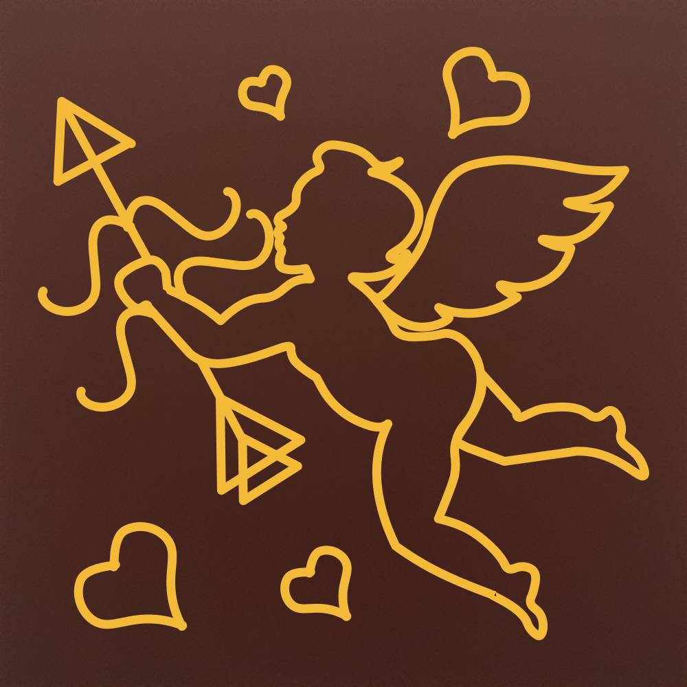 Tableta din ciocolata – Flying Cupid – cadou pentru cupluri – model Multicolor pe ciocolata