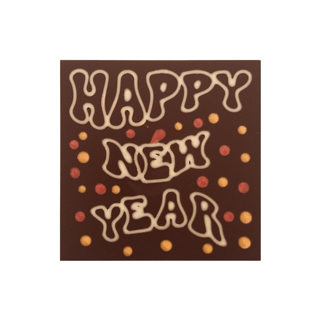 Happy New Year scris in ciocolata