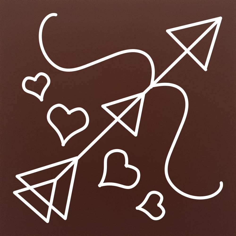 Tableta din ciocolata – Cupids Arrows &amp; Hearts – cadou pentru cupluri – model alb pe ciocolata