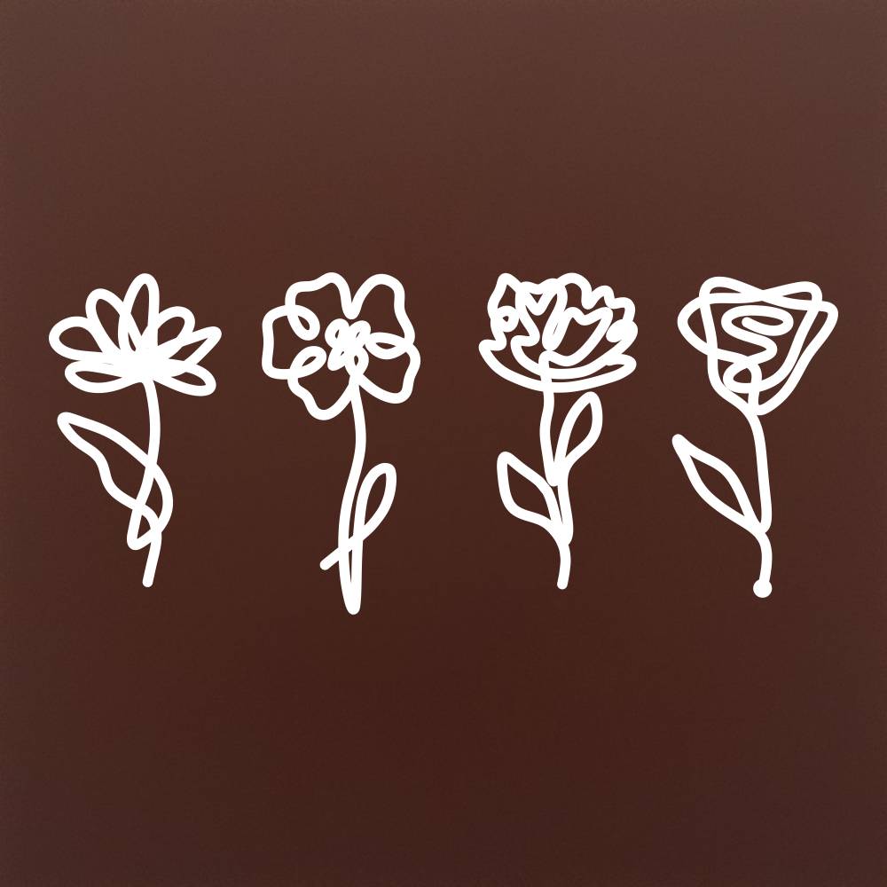 Tableta din ciocolata - Set de flori minimal - model linework