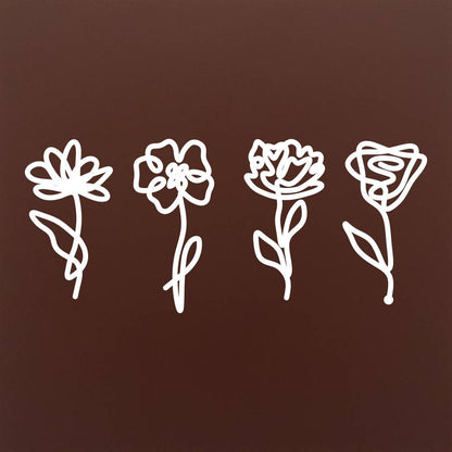 Tableta din ciocolata - Set de flori minimal - model linework