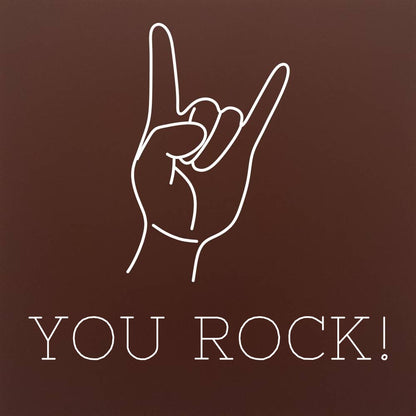 Tableta din ciocolata – You Rock! – semn rock – model alb pe ciocolata