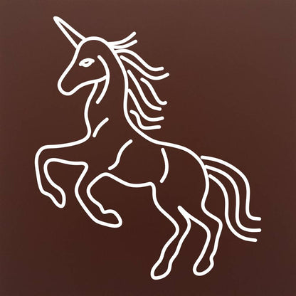 Tableta din ciocolata – Unicorn alergand – model alb pe ciocolata