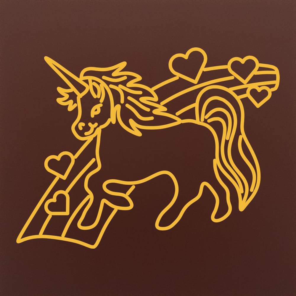Tableta din ciocolata – Unicorn cu inimioare – model Multicolor pe ciocolata