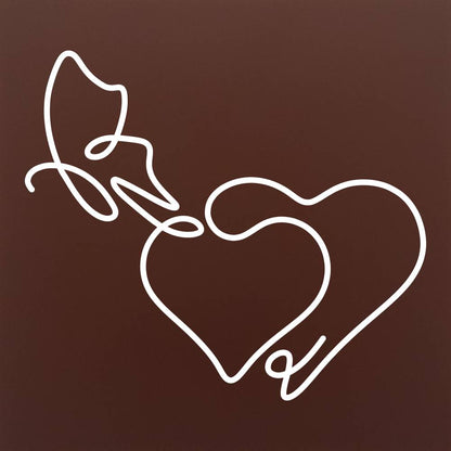 Tableta din ciocolata – Hand with Heart &amp; Leaf – cadou pentru cupluri – model alb pe ciocolata