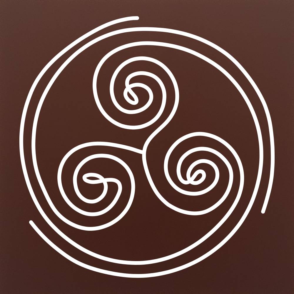 Tableta din ciocolata – Spirala triskelion – model alb pe ciocolata