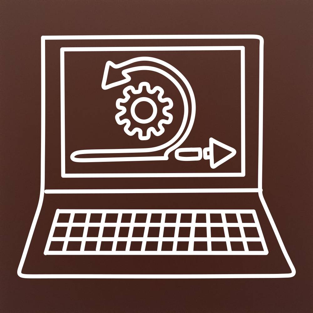 Tableta din ciocolata – Laptop cu rotita de proces – model alb pe ciocolata
