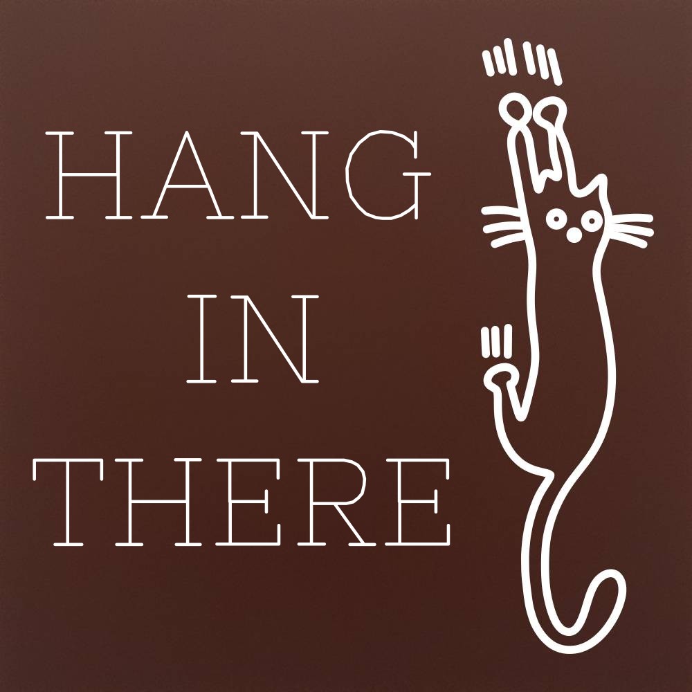 Tableta din ciocolata – „Hang in there” – pisica – model alb pe ciocolata