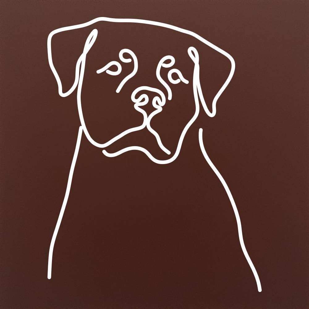 Tableta din ciocolata – Rottweiler – portret linie simpla (profil) – model alb pe ciocolata
