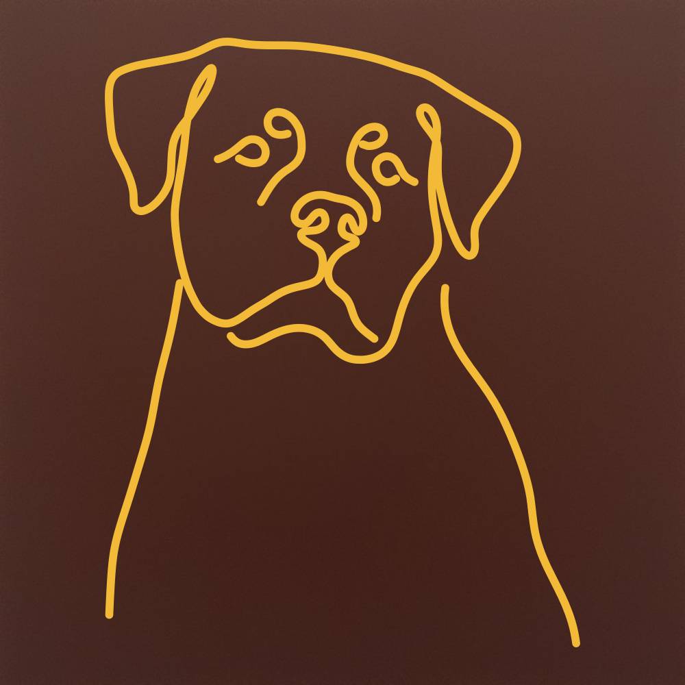 Tableta din ciocolata – Rottweiler – portret linie simpla (profil) – model Multicolor pe ciocolata
