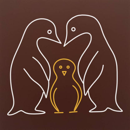 Tableta din ciocolata - Familie de pinguini - model linework