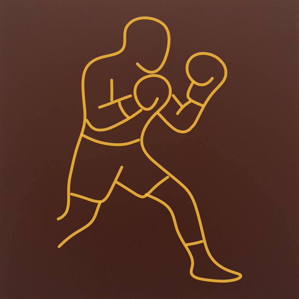 Tableta din ciocolata - Pugilist in garda - model linework