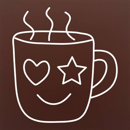 Tableta din ciocolata - Cana de cafea zambitoare - model linework
