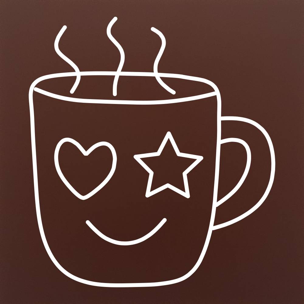 Tableta din ciocolata - Cana de cafea zambitoare - model linework