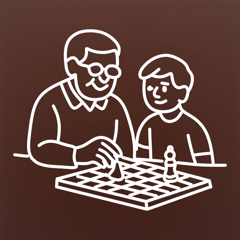 Tableta din ciocolata - Sah cu bunicul - model linework