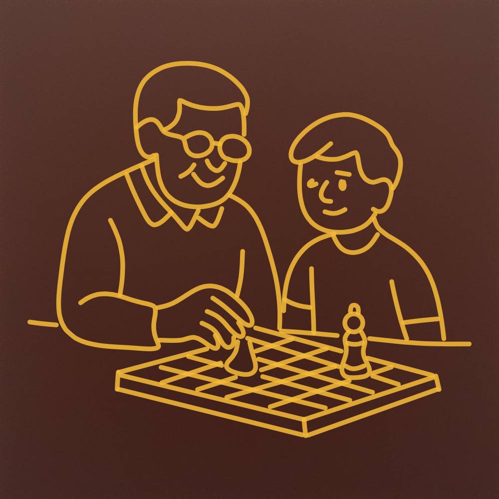 Tableta din ciocolata - Sah cu bunicul - model linework