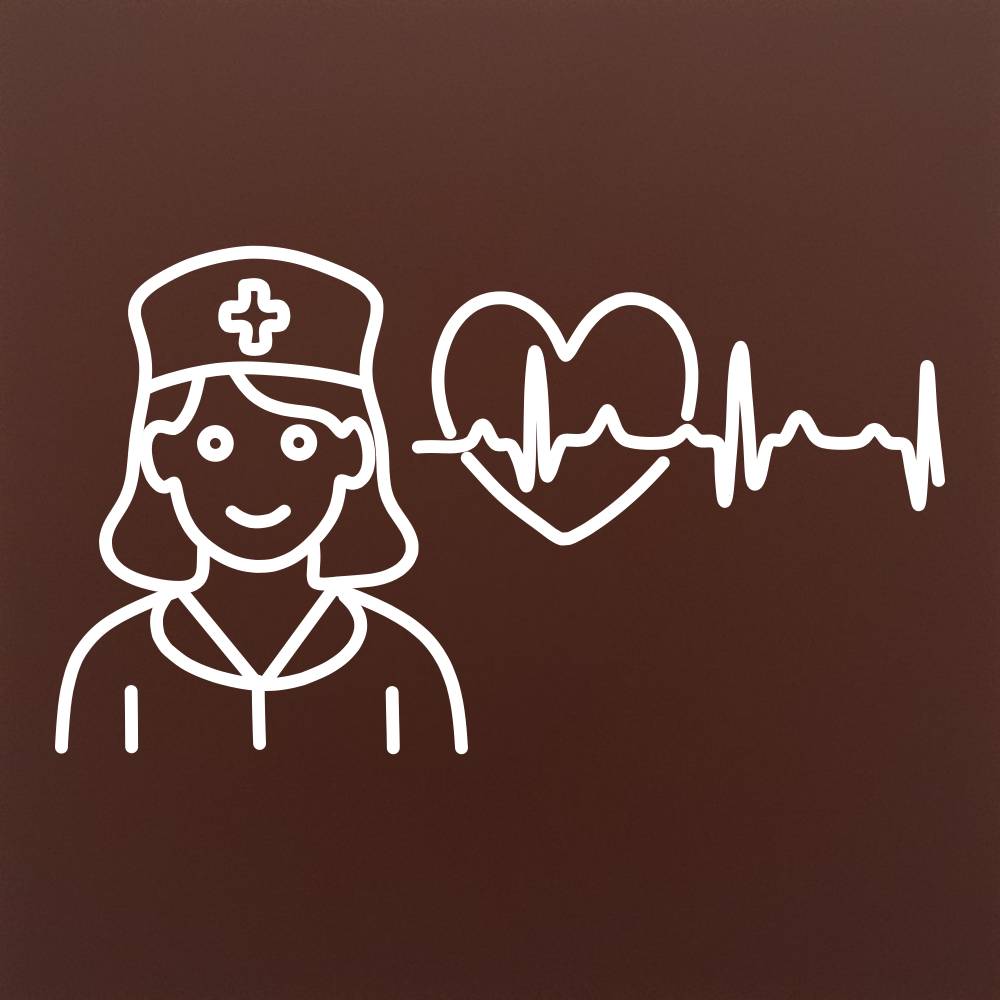 Tableta din ciocolata - Asistenta cu inimioara EKG - model linework