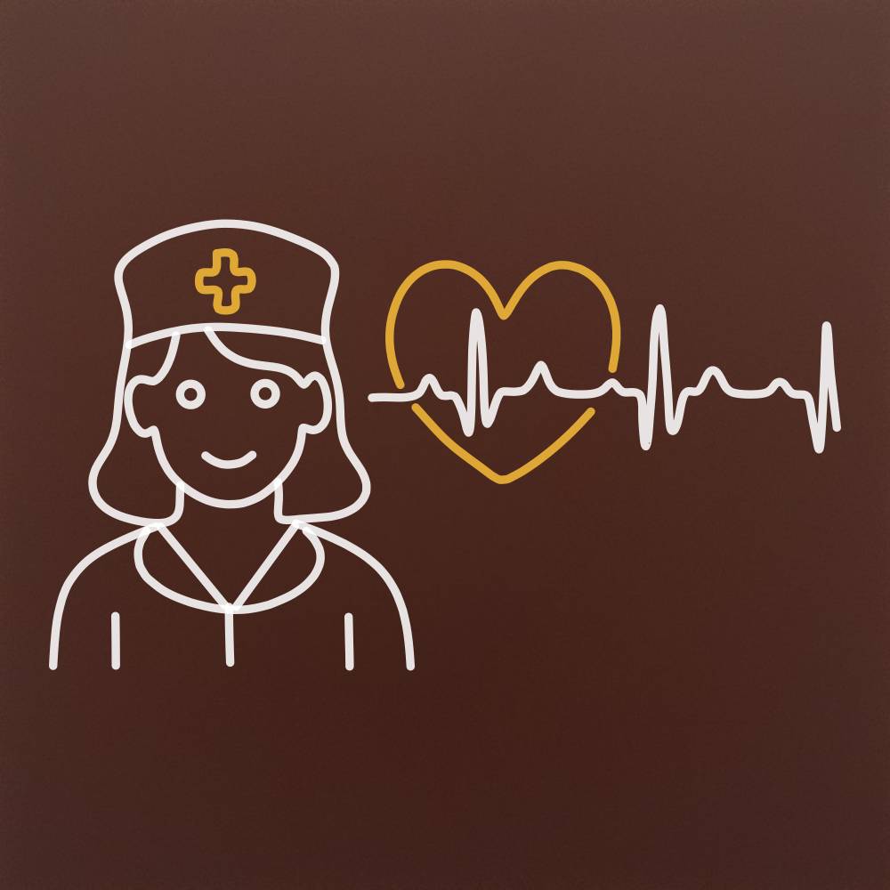Tableta din ciocolata - Asistenta cu inimioara EKG - model linework