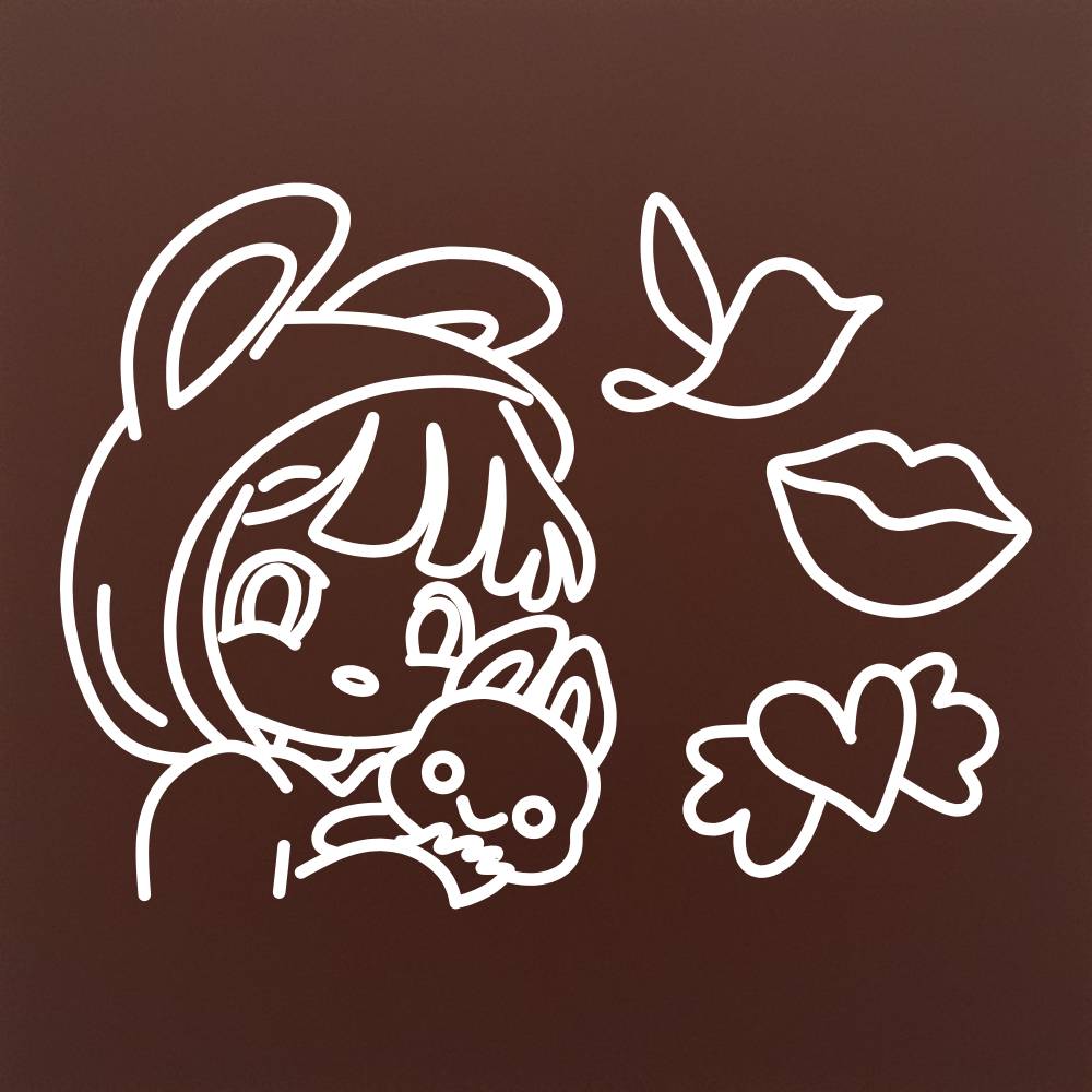 Tableta din ciocolata - Fata manga si prietenul pufos - model linework