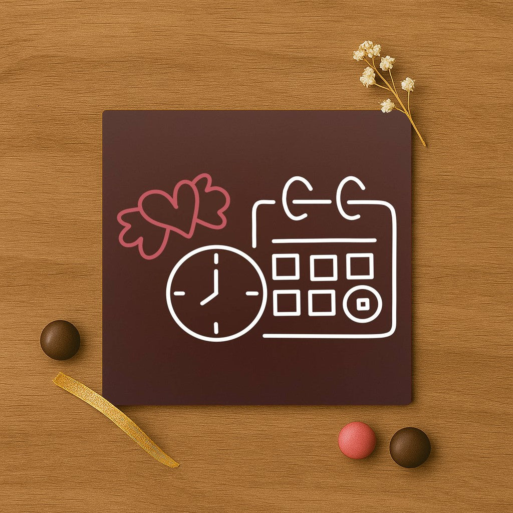 Calendar and flying heart in ciocolata