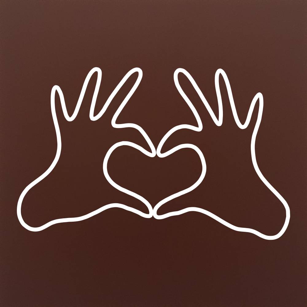 Tableta din ciocolata – Hands Framing Heart – cadou pentru cupluri – model alb pe ciocolata