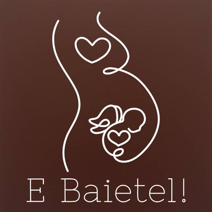 Tableta din ciocolata – Silueta sarcina – Baietel – model alb pe ciocolata