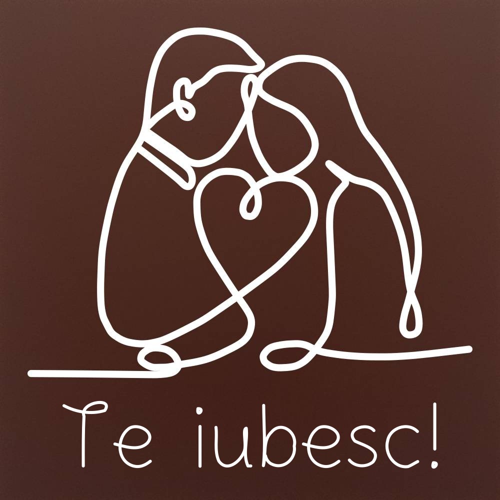 Tableta din ciocolata – Couple with Te iubesc! – cadou pentru cupluri – model alb pe ciocolata